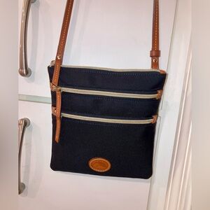 Dooney & Bourke North South Triple Zip Crossbody Bag Black  & Brown - EUC